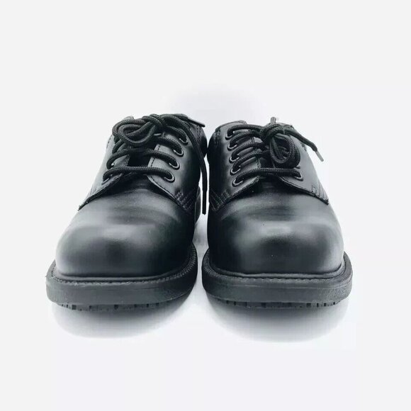 Safe T Step Shoes Mens Size 7 Wide Comfort Black Oxford Lace Up Derby Round Toe - Picture 3 of 9